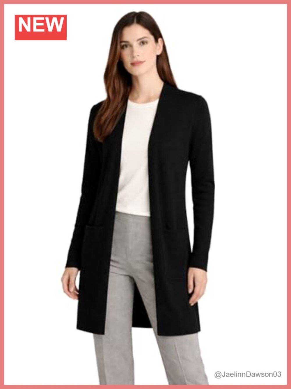 100% Pure Cashmere Long Cardigan with Pockets Lightweight Knit Sweater